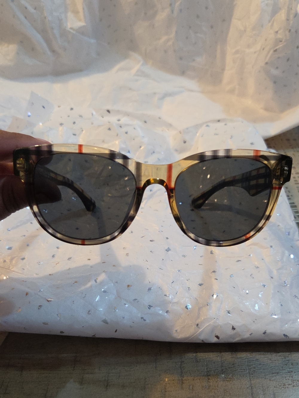 Burberry Check Round Sunglasses